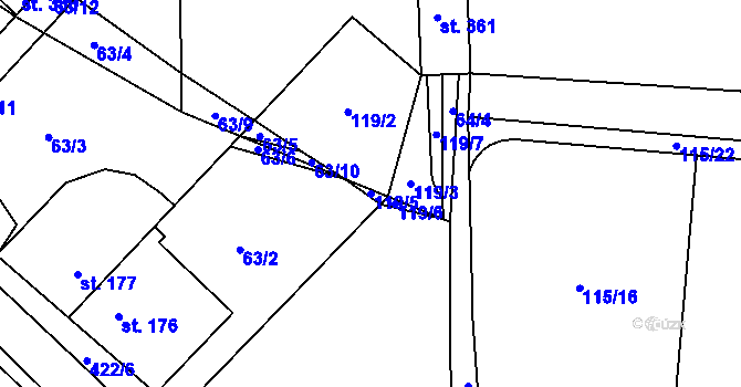Parcela st. 119/5 v KÚ Červený Újezd, Katastrální mapa