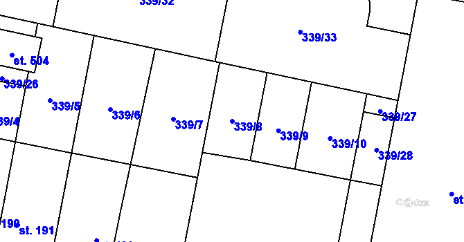 Parcela st. 339/8 v KÚ Červený Újezd, Katastrální mapa