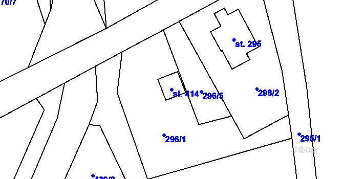 Parcela st. 414 v KÚ Červený Újezd, Katastrální mapa