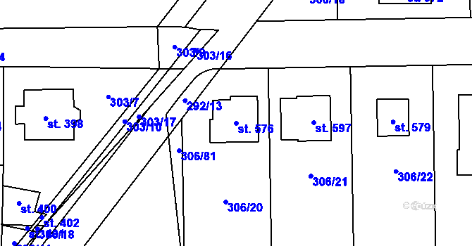Parcela st. 576 v KÚ Červený Újezd, Katastrální mapa
