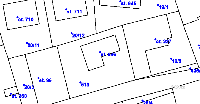 Parcela st. 646 v KÚ Červený Újezd, Katastrální mapa