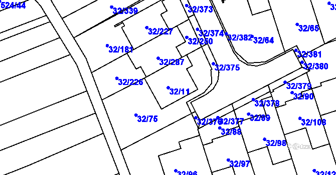 Parcela st. 32/11 v KÚ Česká, Katastrální mapa