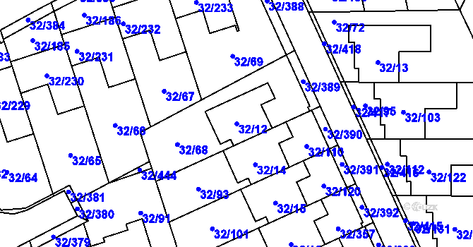 Parcela st. 32/12 v KÚ Česká, Katastrální mapa