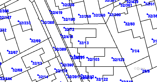 Parcela st. 32/13 v KÚ Česká, Katastrální mapa