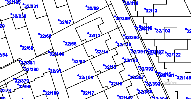 Parcela st. 32/14 v KÚ Česká, Katastrální mapa