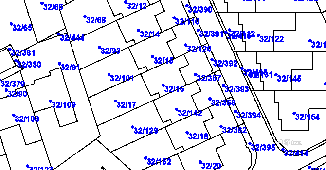 Parcela st. 32/16 v KÚ Česká, Katastrální mapa