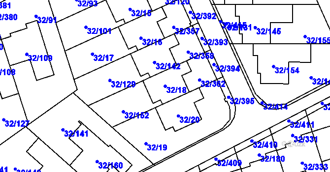 Parcela st. 32/18 v KÚ Česká, Katastrální mapa