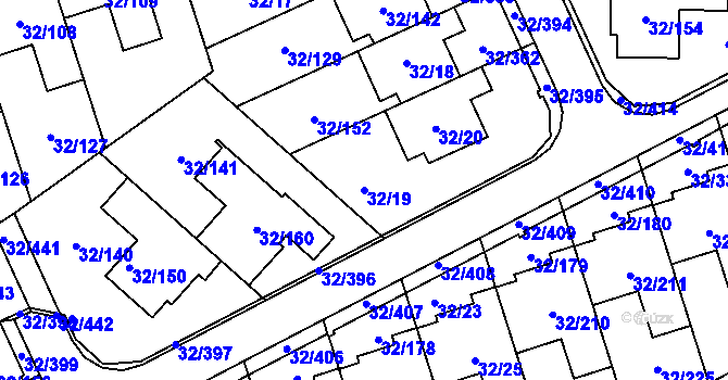Parcela st. 32/19 v KÚ Česká, Katastrální mapa