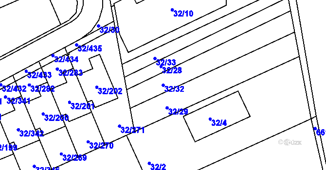 Parcela st. 32/32 v KÚ Česká, Katastrální mapa