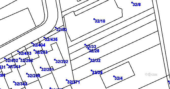 Parcela st. 32/33 v KÚ Česká, Katastrální mapa