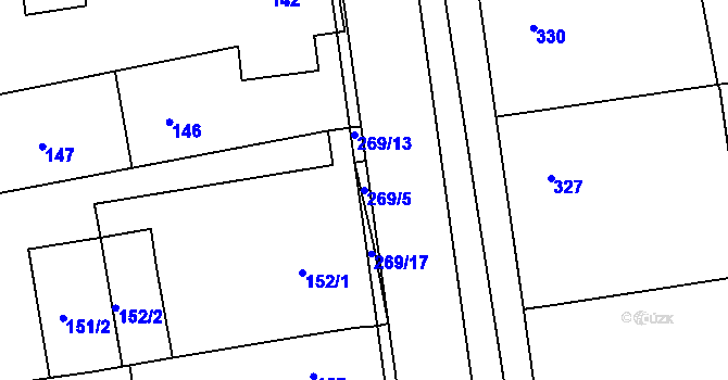 Parcela st. 269/5 v KÚ Česká, Katastrální mapa
