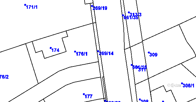 Parcela st. 269/14 v KÚ Česká, Katastrální mapa