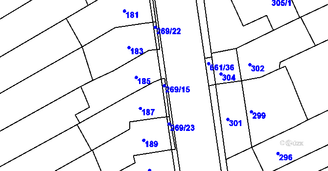 Parcela st. 269/15 v KÚ Česká, Katastrální mapa