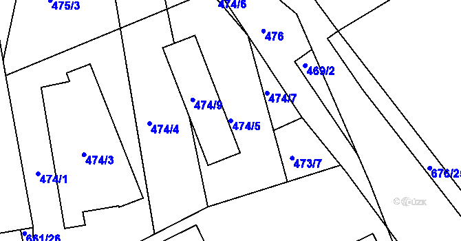 Parcela st. 474/5 v KÚ Česká, Katastrální mapa
