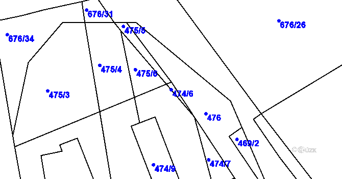 Parcela st. 474/6 v KÚ Česká, Katastrální mapa