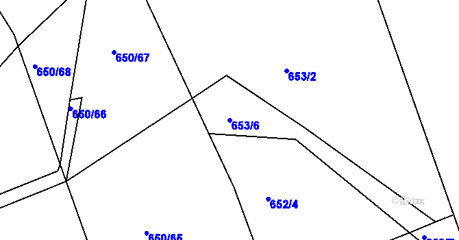 Parcela st. 653/6 v KÚ Česká, Katastrální mapa