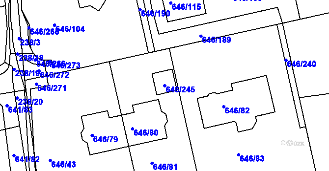 Parcela st. 646/245 v KÚ Česká, Katastrální mapa