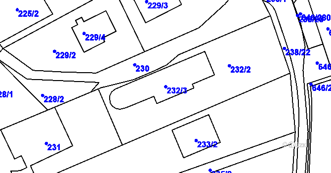 Parcela st. 232/3 v KÚ Česká, Katastrální mapa