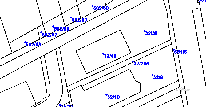 Parcela st. 32/40 v KÚ Česká, Katastrální mapa