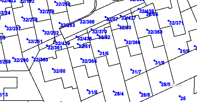 Parcela st. 31/6 v KÚ Česká, Katastrální mapa