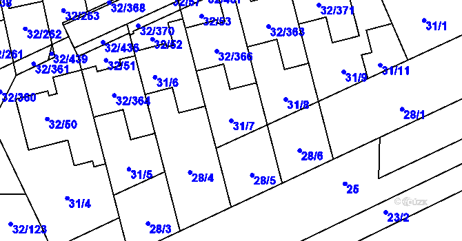 Parcela st. 31/7 v KÚ Česká, Katastrální mapa