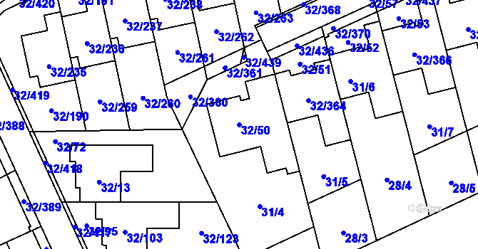 Parcela st. 32/50 v KÚ Česká, Katastrální mapa