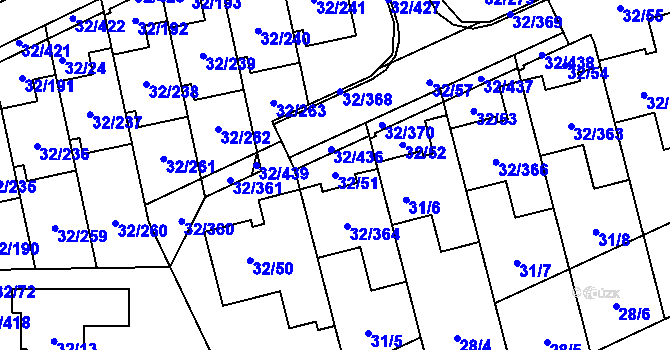 Parcela st. 32/51 v KÚ Česká, Katastrální mapa