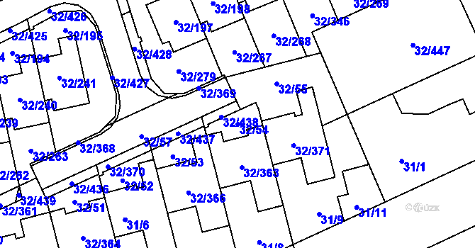 Parcela st. 32/54 v KÚ Česká, Katastrální mapa