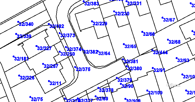 Parcela st. 32/64 v KÚ Česká, Katastrální mapa