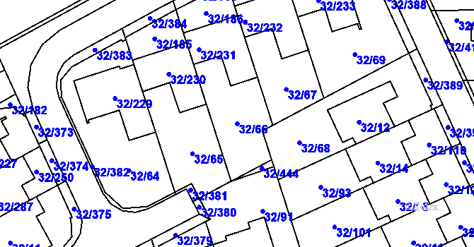 Parcela st. 32/66 v KÚ Česká, Katastrální mapa