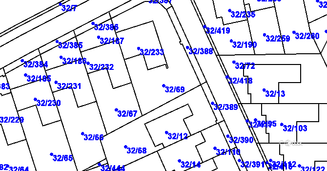 Parcela st. 32/69 v KÚ Česká, Katastrální mapa