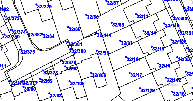 Parcela st. 32/91 v KÚ Česká, Katastrální mapa