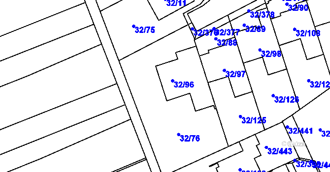 Parcela st. 32/96 v KÚ Česká, Katastrální mapa