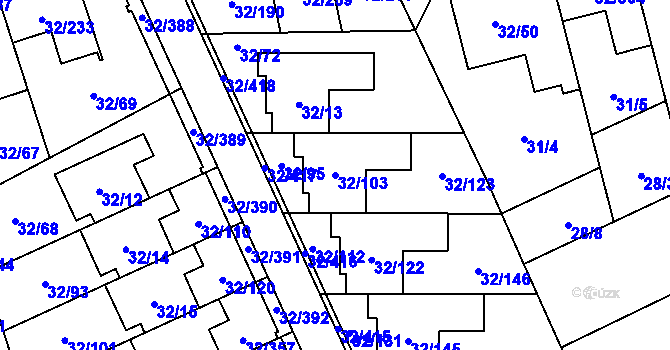 Parcela st. 32/103 v KÚ Česká, Katastrální mapa