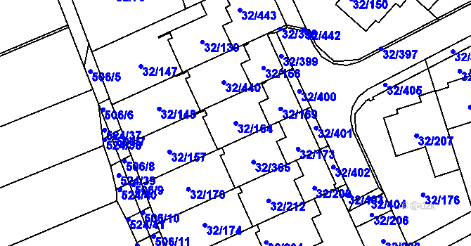 Parcela st. 32/164 v KÚ Česká, Katastrální mapa