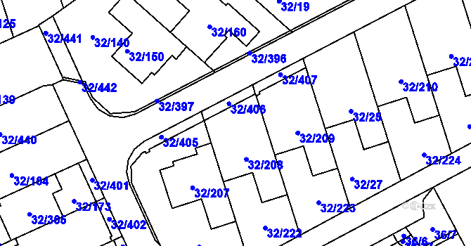Parcela st. 32/177 v KÚ Česká, Katastrální mapa
