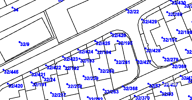 Parcela st. 32/194 v KÚ Česká, Katastrální mapa
