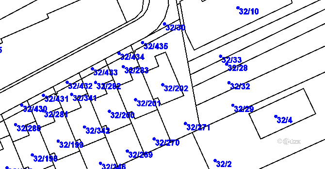 Parcela st. 32/202 v KÚ Česká, Katastrální mapa