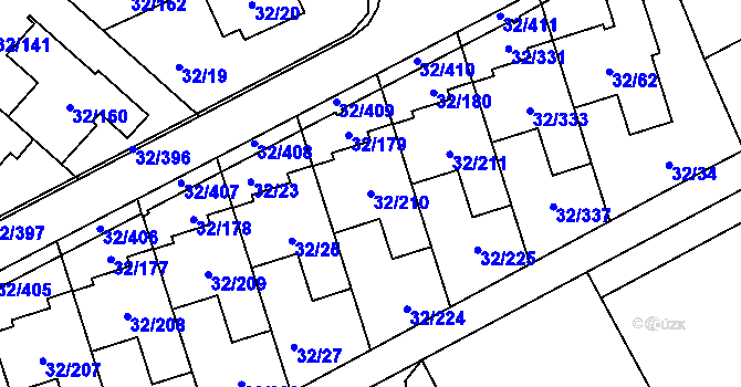 Parcela st. 32/210 v KÚ Česká, Katastrální mapa