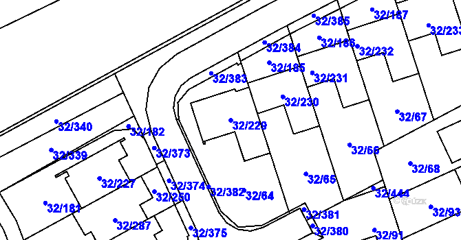 Parcela st. 32/229 v KÚ Česká, Katastrální mapa