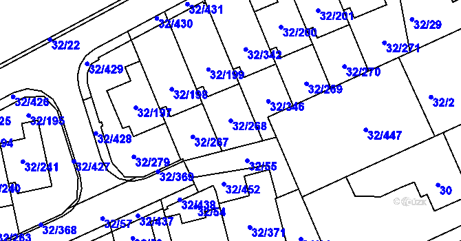 Parcela st. 32/268 v KÚ Česká, Katastrální mapa