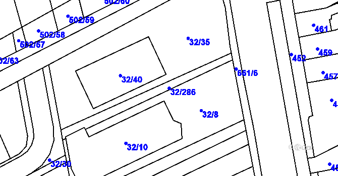 Parcela st. 32/286 v KÚ Česká, Katastrální mapa