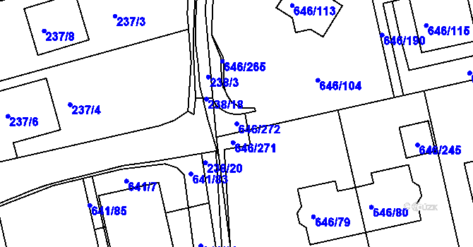Parcela st. 646/272 v KÚ Česká, Katastrální mapa