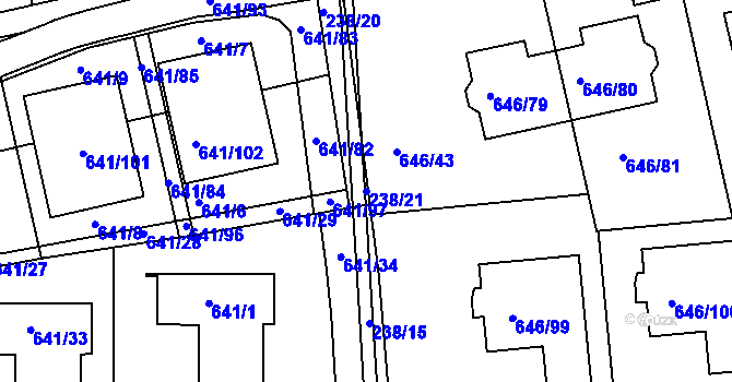 Parcela st. 238/21 v KÚ Česká, Katastrální mapa
