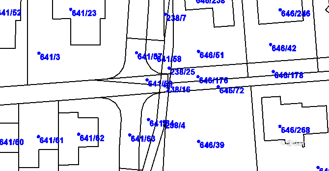 Parcela st. 238/16 v KÚ Česká, Katastrální mapa