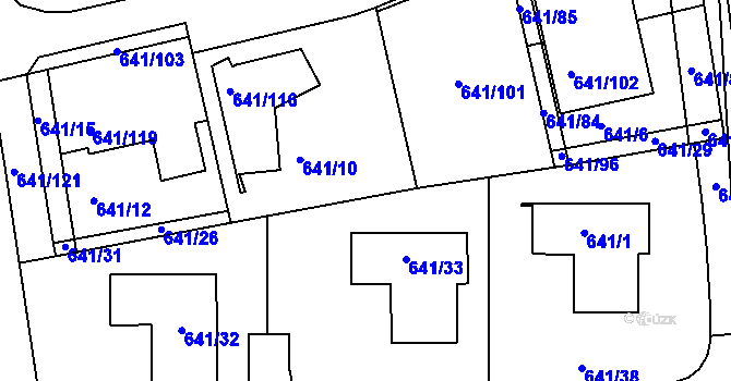 Parcela st. 641/27 v KÚ Česká, Katastrální mapa