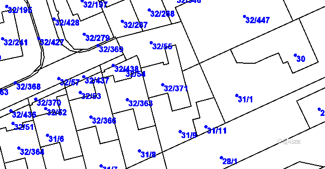 Parcela st. 32/371 v KÚ Česká, Katastrální mapa