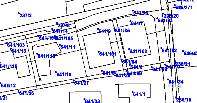 Parcela st. 641/101 v KÚ Česká, Katastrální mapa