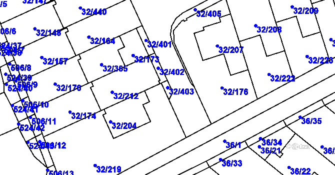 Parcela st. 32/403 v KÚ Česká, Katastrální mapa