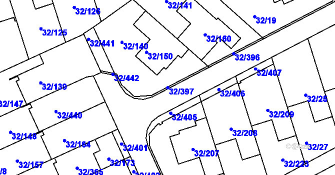 Parcela st. 32/397 v KÚ Česká, Katastrální mapa